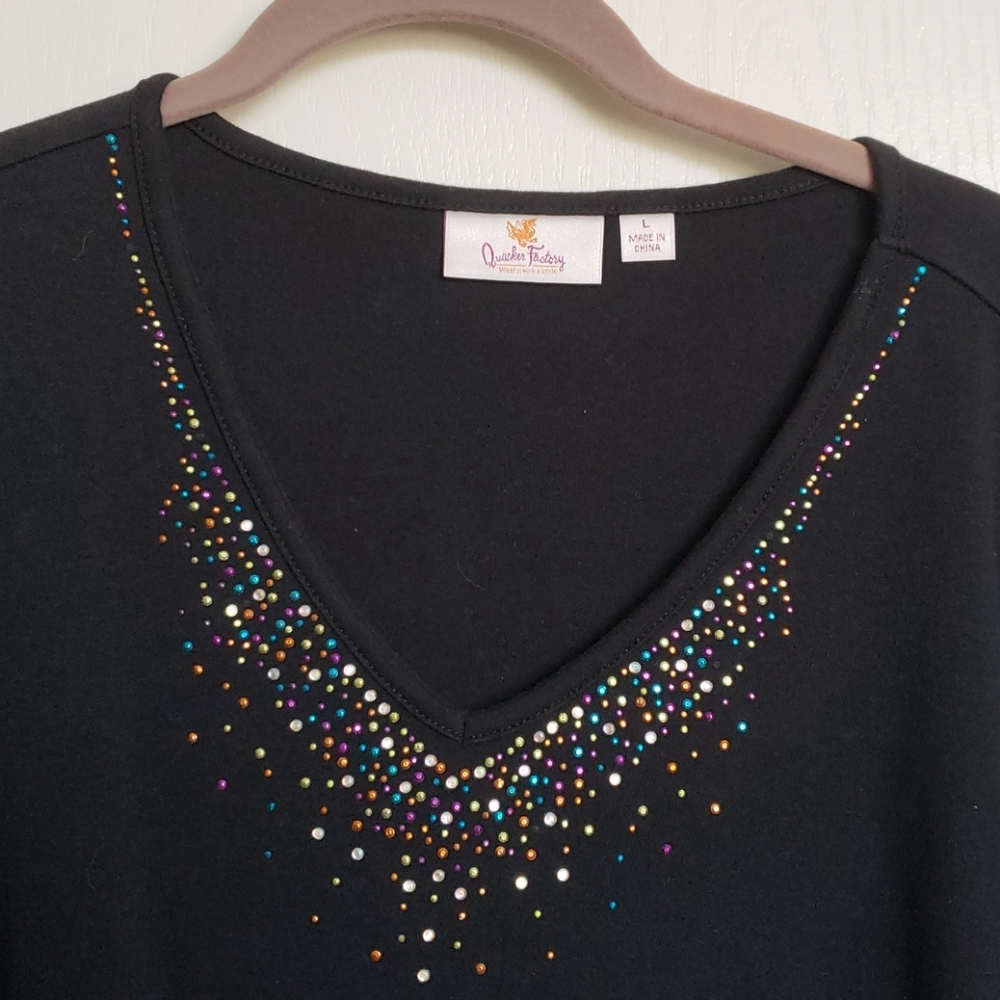 Bejeweled Quacker Factory V-neck